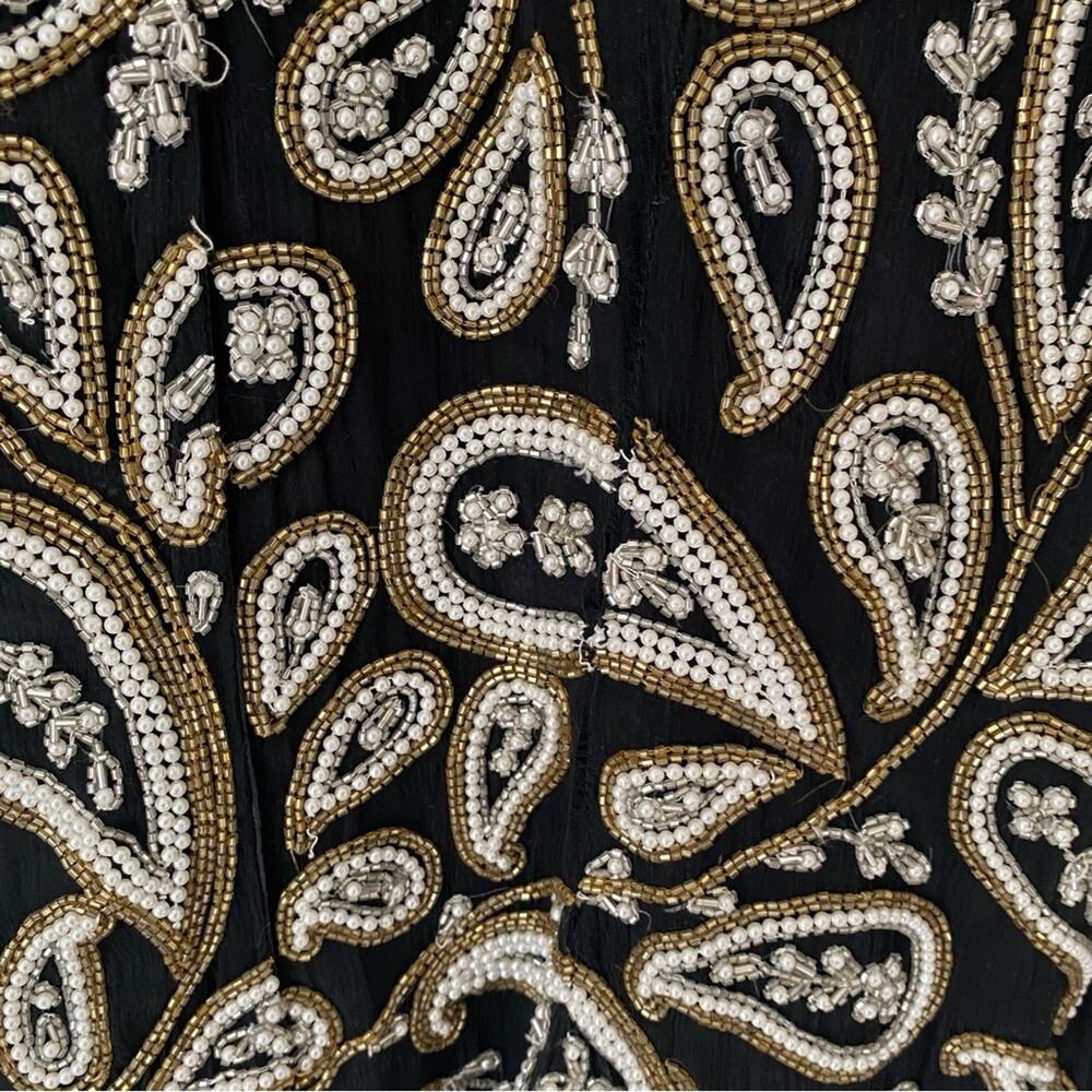 Carolyne Barton Nights Sequin Pearl Beaded Black Silk Lined Blouse size medium - Picture 12 of 13